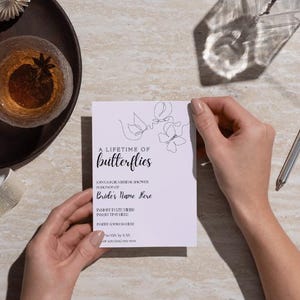 Spring A Lifetime of Butterflies Bridal Shower Invitation Canva Template Digital Download