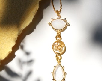 The Layered Protection Talisman Necklace with moonstone