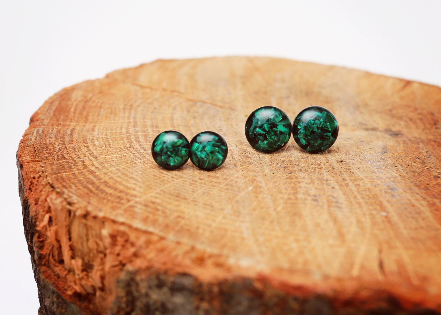 Genuine Malachite Gemstone Stone Post Earrings Hand Cast Resin - Etsy