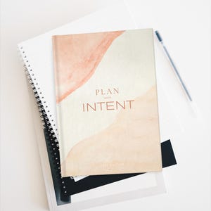 Hardcover Goal-Setting Ruled Line Journal - Beige and Pink
