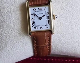 Orologio vintage Cartier Louis Tank 6711 / Oro giallo 18 carati / Raro quadrante Paris / Revisionato da Cartier