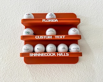 Customizable Golf Ball Display Rack | Wall Mounted, Holds 15 Balls