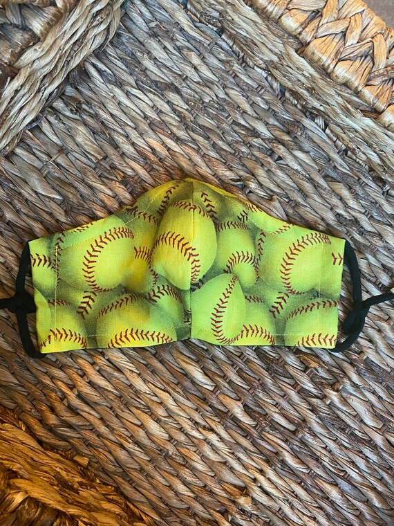 Softball Face Mask 100 Cotton Double Layered with a Filter Etsy