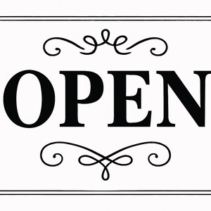 Elegant Black & White Open Sign: Printable Business Door Decor (A4 ...