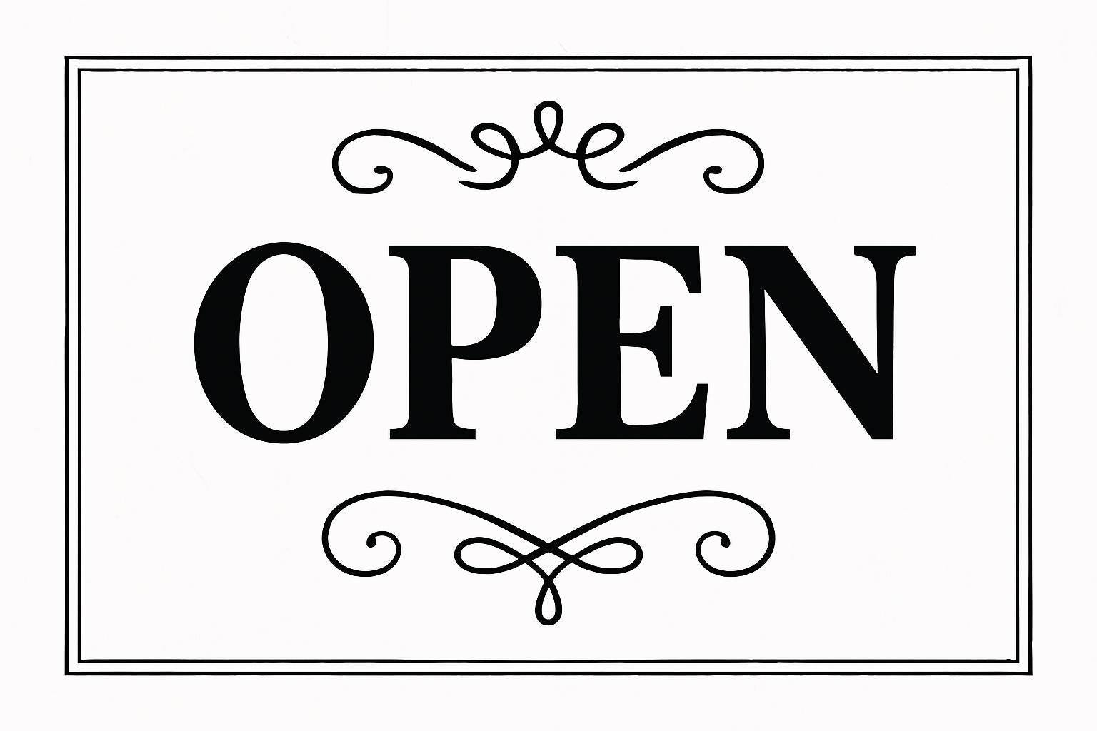 Elegant Black & White Open Sign: Printable Business Door Decor (A4 ...