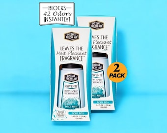 Eliminador de olores en aerosol Priventi Dolce Bliss para inodoro: aire fresco, portátil, paquete de 2