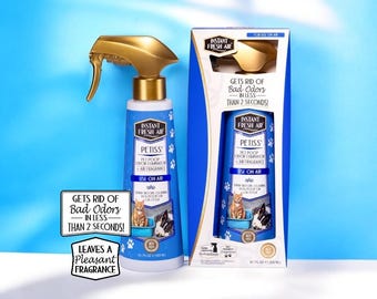 Eliminador de olores y fragancia de aire para mascotas n.° 1 y n.° 2, PETISS • Aire fresco instantáneo • Elimina olores no deseados en segundos • 10,1 oz (300 ml).