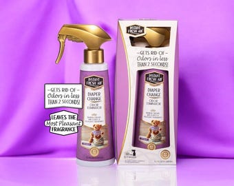 CAMBIO DE PAÑAL Eliminador de olores y fragancia de ambiente • Aire fresco instantáneo • Elimina y bloquea olores no deseados • Ambientador • 10.1 oz (300 ml).