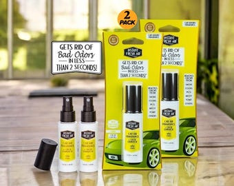 Ambientador cítrico para coche (2 unidades): Eliminador de olores, aroma duradero