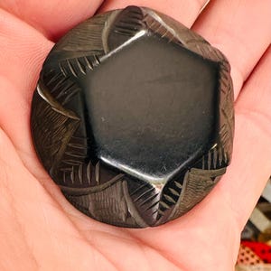Large Bakelite Antique black Button Metal loop shank