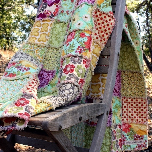 Meadowsweet 2 Large Reversible Rag Quilt Throw Size