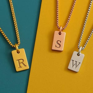 Custom Gold Name Necklace • Personalized Bar Tag Necklace • Minimalist Engraved Pendant • Gift for Her Mom Sister • 14K Gold Jewelry