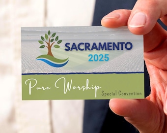 Sacramento Contact Cards for 2025 JW Special Conventions – Pure Worship – NEW LOGO – Add Photo & Info – Double-Sided Exclusive Design