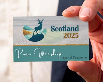 Cards for JW Special Conventions 2025 – Free or Rush Shipping – Pure Worship – Add Photo & Info – Double-Sided Personalized Design