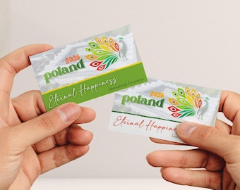 Poland JW 2026 Convention Personalized Cards – Eternal Happiness – Double-Sided – Add Photo & Info – Stadion Polonii Warszawa in Background