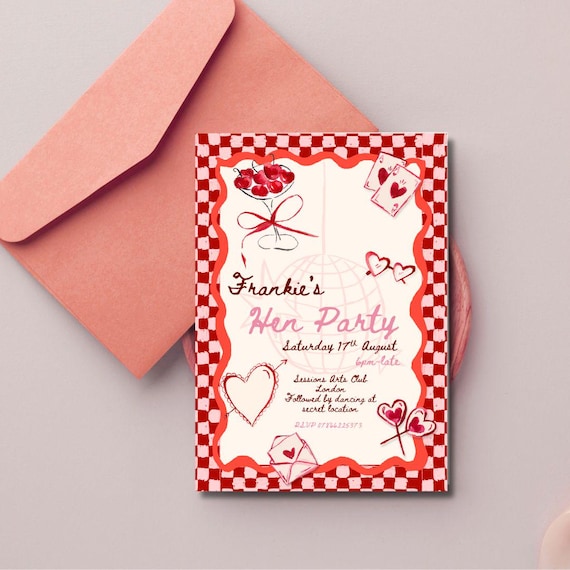 Custom Hen Do Invitation Template: Hand-Painted, Editable Canva Design (Digital Download)