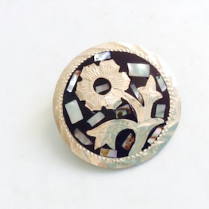 Sterling Silver & Abalone shell Mexican Brooch or pendant.  Vintage Mexico Signed Pin.  925.