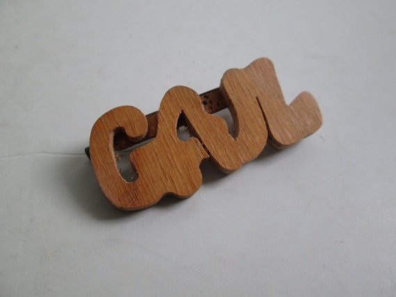 Wood Name Gail, Brooch, Pin.  Vintage 1950. - image 3