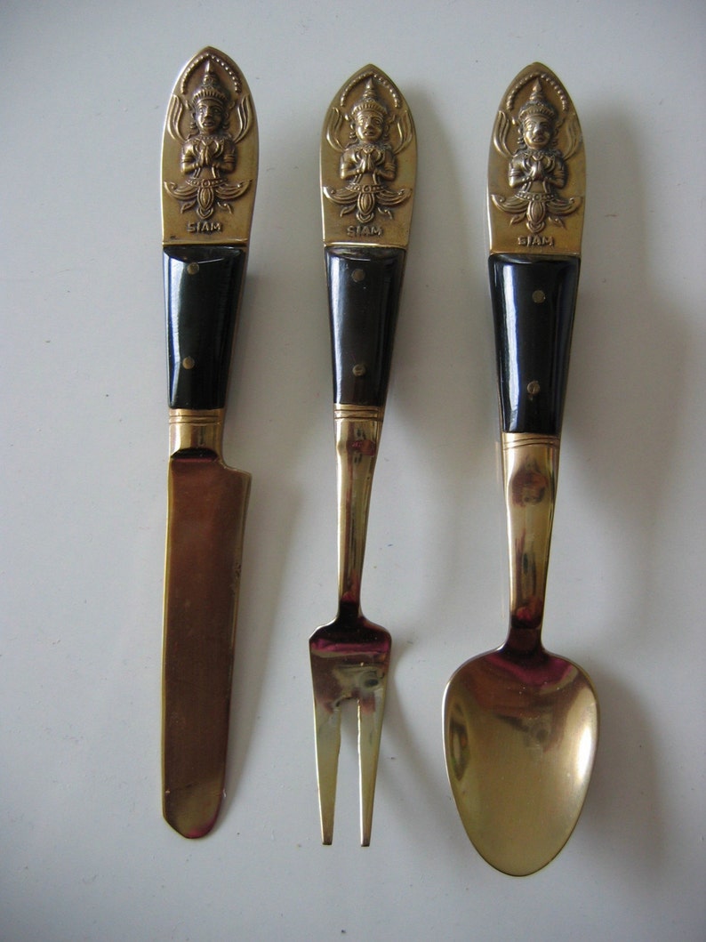 Vintage Nickel Bronze Flatware. SIAM Thailand. Child's Etsy