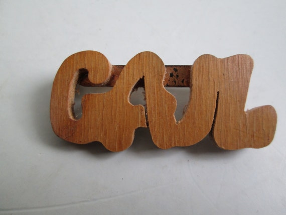 Wood Name Gail, Brooch, Pin.  Vintage 1950. - image 1