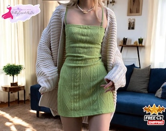 Stickad miniklänning för kvinnor | Bodycon vinterfestoutfit | Slim-fit stretchig aftonklänning | Bekväma och snygga kläder