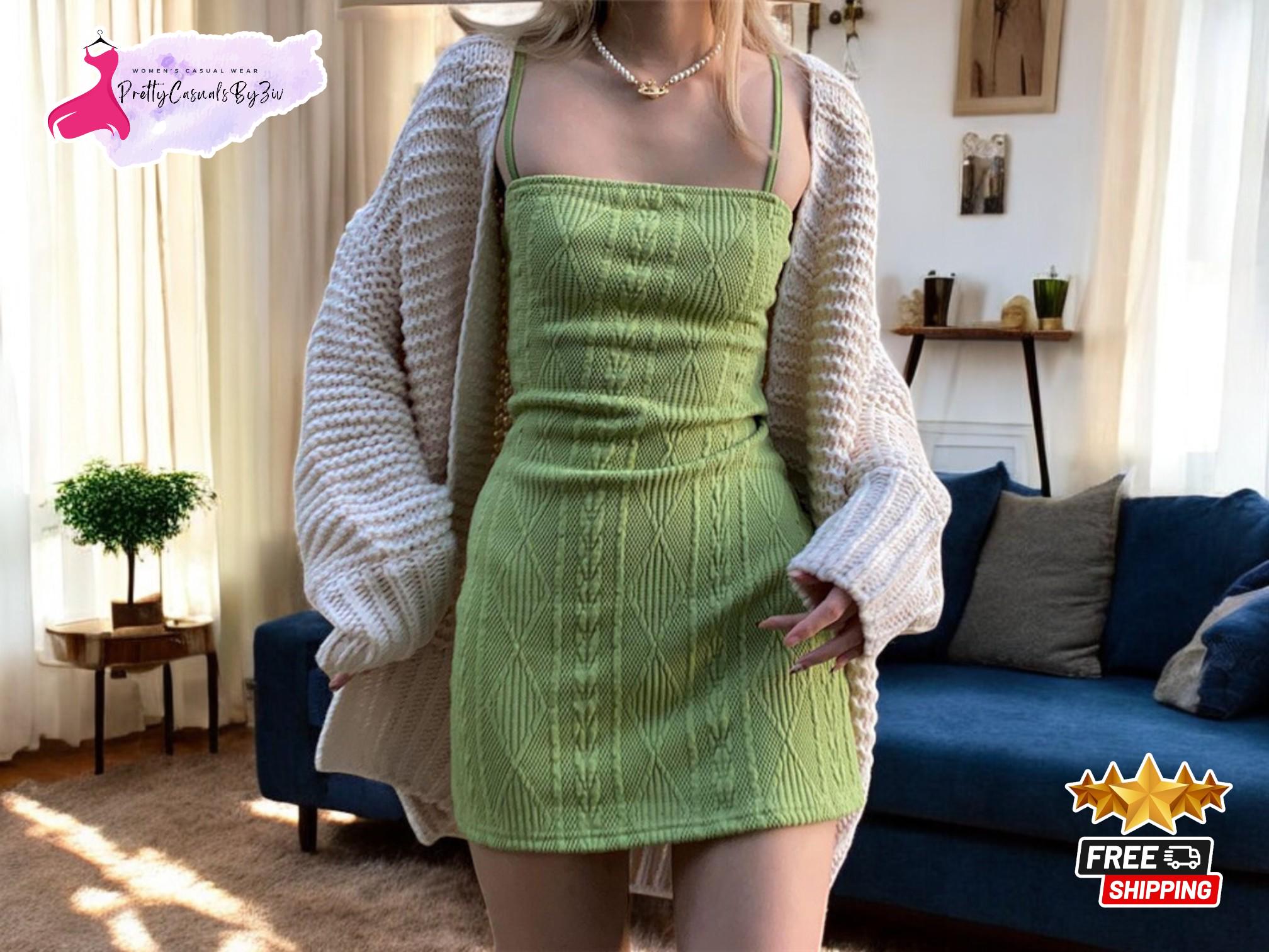 Women's Knitted Mini Dress | Bodycon Winter Party Outfit | Slim-Fit Stretch Evening Wear