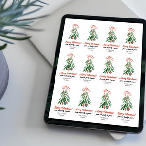 Printable Christmas Gift Tag, Mistletoe Editable Gift Tags, Digital Christmas Gift Tag, Editable Christmas Tag zdjęcie 3