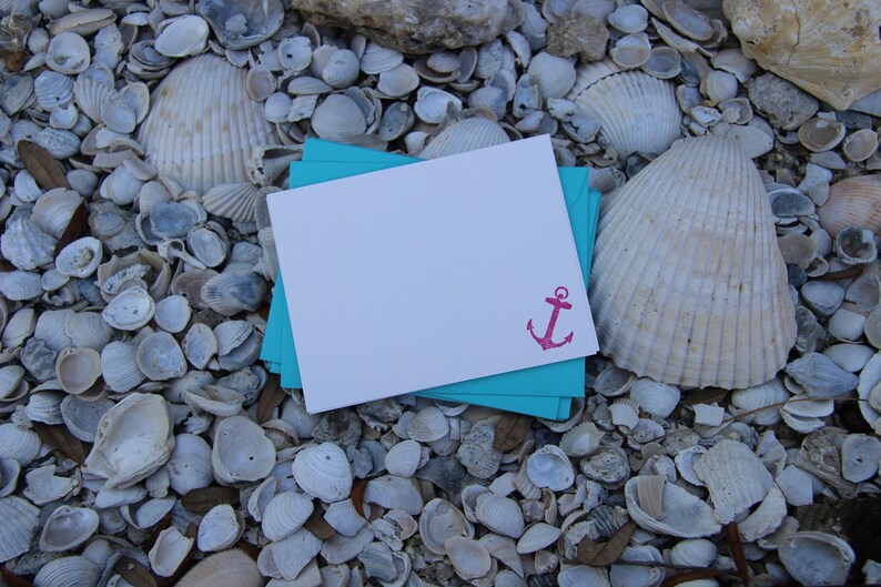 set of 6 SEASHELL Beach Thank You Stationery