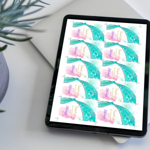 Printable Mermaid Thank You Tag, Editable Birthday Gift Tag, Editable Mermaid Tag image 3