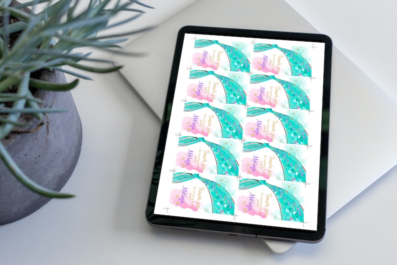 Printable Mermaid Thank You Tag, Editable Birthday Gift Tag, Editable Mermaid Tag image 3