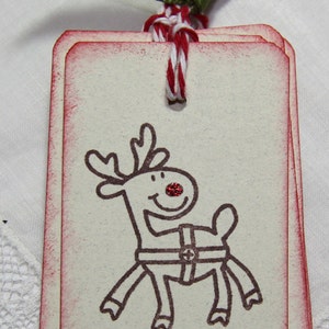 Glitter Rudolph Reindeer Christmas Gift Tags, No Peeking Tags - Etsy