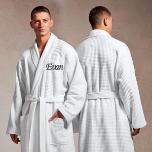 Personalised Unisex Waffle Bathrobes ideal for Spas and Holidays, Luxury  Housecoat With Pockets, Custom Dressing Gown, Gifts for him or Her
