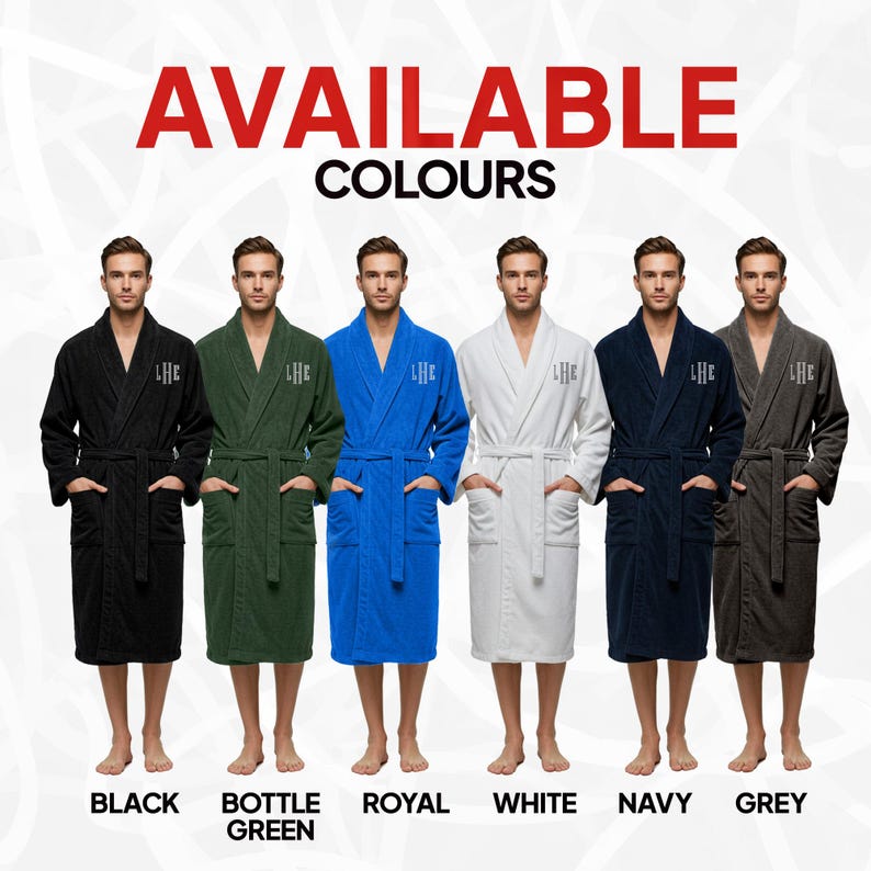 Personalised Terry Cotton Luxury Bathrobe – Custom Embroidered Initial ...
