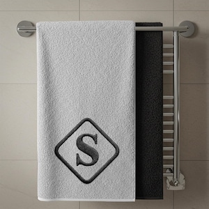 Personalised Square Monogram Towel – Custom Embroidered Initials – Luxury Bath Towel Gift for Home, Spa, Hotel or Guest Use