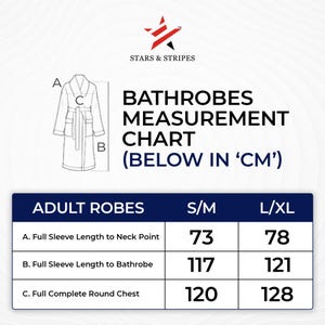 bathrobe measurement chart for the shawl collar robes and hooded bathrobes in cotton terry towel fabric