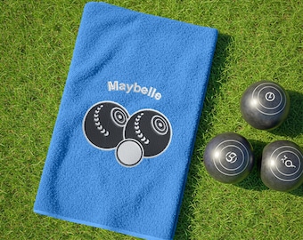 Personalised Lawn Bowls Towel – Custom Embroidered Name or Text – Gift for Bowlers – Soft Cotton Sports Towel