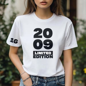 Personalized 16 Birthday T-shirt, Custom Name & Age Tee for Girls, Birthday Present, Customized Birthday Year T-shirt Gift for Girls