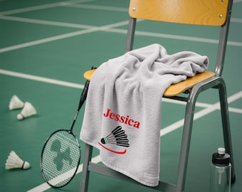 Toalla de bádminton personalizada – Nombre o texto bordado a medida – Regalo para jugadores y entrenadores de bádminton – Toalla deportiva de algodón