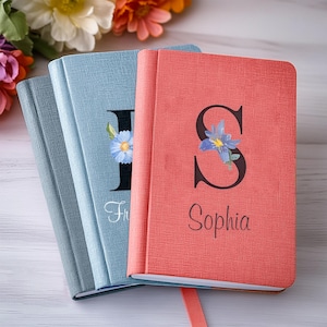 Cuaderno personalizado con iniciales, cuaderno personalizado A5 o A6, regalos con iniciales personalizados, regalo de cumpleaños, regalo de Pascua, cuaderno personalizado para mujeres