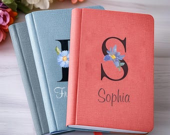 Anteckningsbok med initialer, personlig anteckningsbok i A5- eller A6-format, anpassningsbara initialpresenter, födelsedagspresent, påskpresent, anteckningsbok för kvinnor