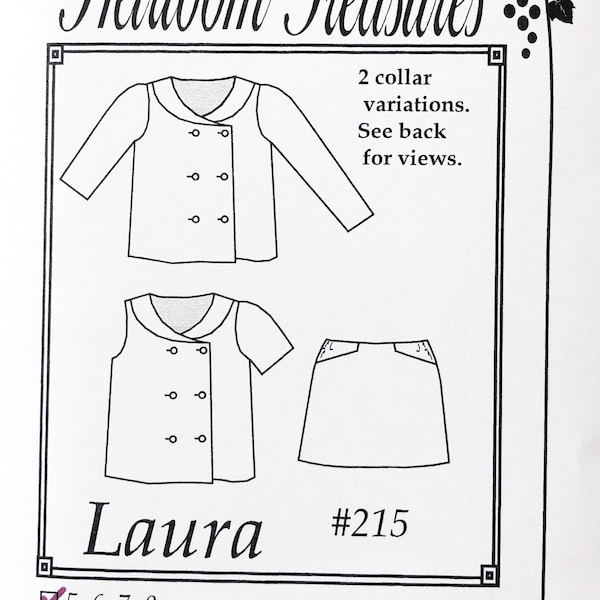 Maja's Heirlooms "Laura" 215, Double Breasted Jacket and Skirt Pattern for Girls, Coat Pattern for Girls