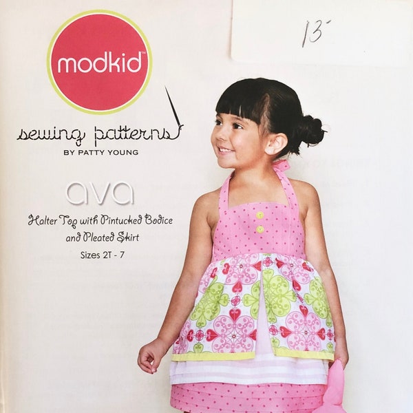 Ava Halter Top with Pintucked Bodice and Pleated Skirt Sewing Pattern from Modkid, Halter Sewing Pattern for Girls