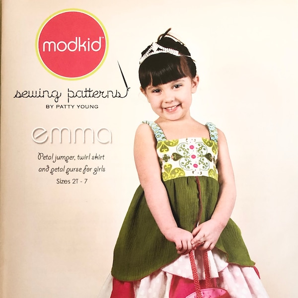 Emma Petal Jumper Twirl Skirt Sewing Pattern and Purse Sewing Pattern from Modkid,  Twirl Skirt Sewing Pattern for Girls