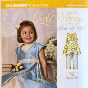 Sew Beautiful Girls Wrap Dress or Top sewing Pattern, Dress Pattern for Girls, Girls' Wrap Dress Pattern