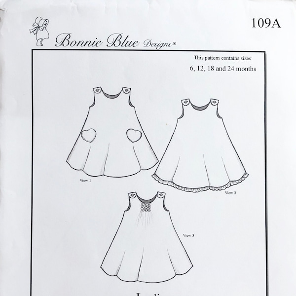 Bonnie Blue Designs 109 Lydia, Swing Apron Dress Pattern for Girls