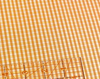 Orange Yellow and White gingham fabric by Fabric Finders sold by the yard and half yard, Fall Fabric, Orange Gingham Fabric, Cotton Gingham