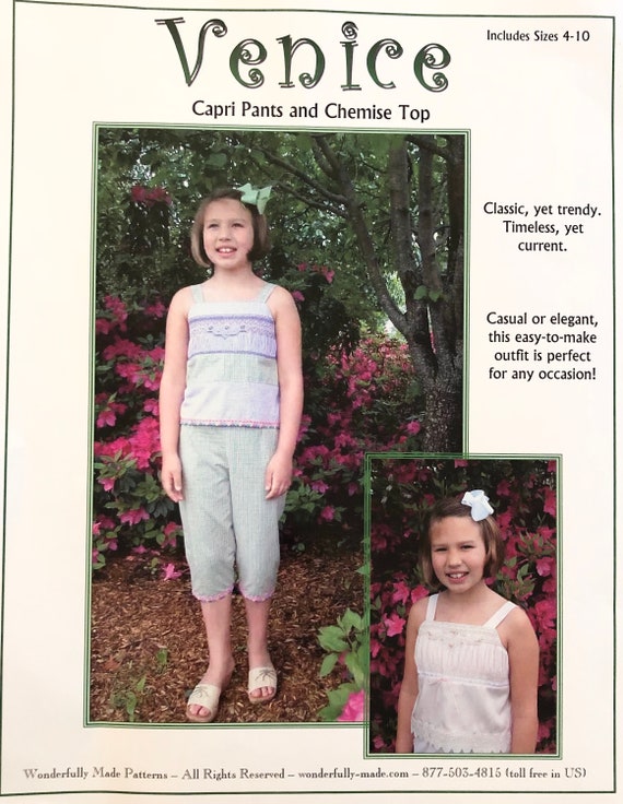 Venice Capri Pants and Chemise Top Sewing Pattern by Wonderfully
