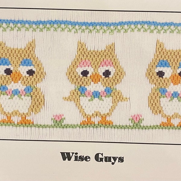 Wise Guys Smocking Plate by Crosseyed Cricket, Owl Smocking