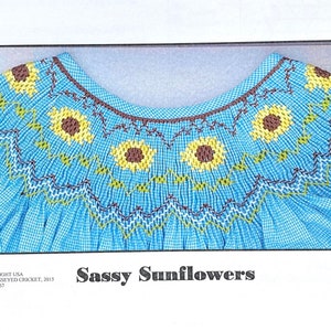 Smocking plate by Crosseyed Crickets "Sassy Sunflowers”. Bishop Smocking Plate, Sunflower Smocking