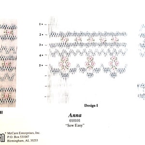 Smocking plate &quot;Anna&quot; 010101 by Ellen McCarn, Simple Smocking Design, Geometric Smocking
